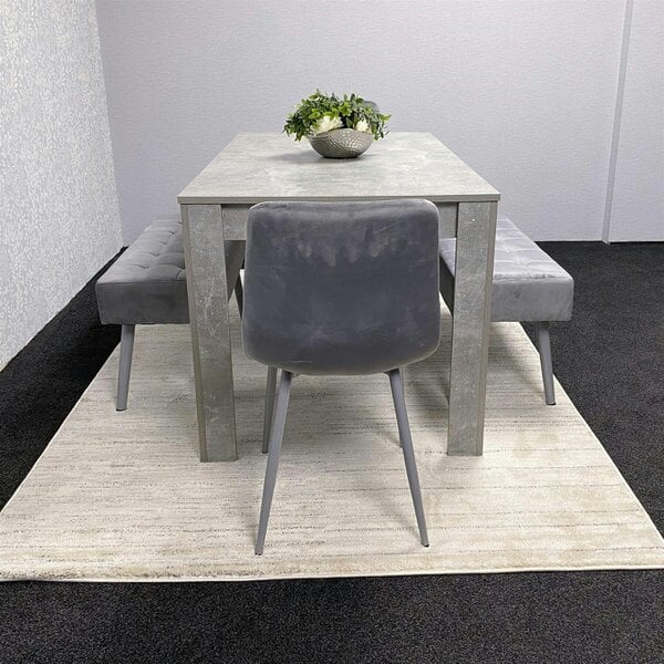 Kosy Koala Grey Wooden Dining Table Set with 2 Grey Velvet Chairs and 2 Grey Benches ? Dining Room Furniture
