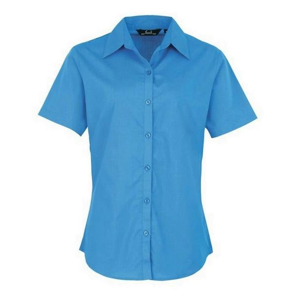 Premier Short Sleeve Poplin Blouse / Plain Work Shirt - Sapphire