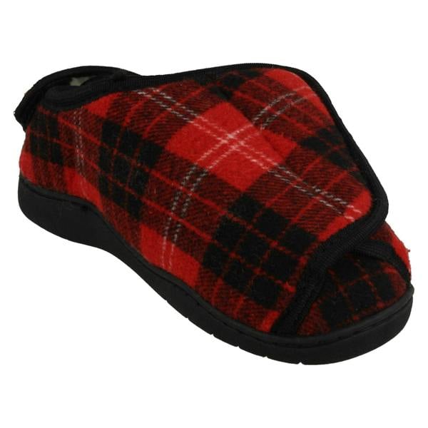 Spot On Ladies Spot On Wide Fitting Tartan Slippers