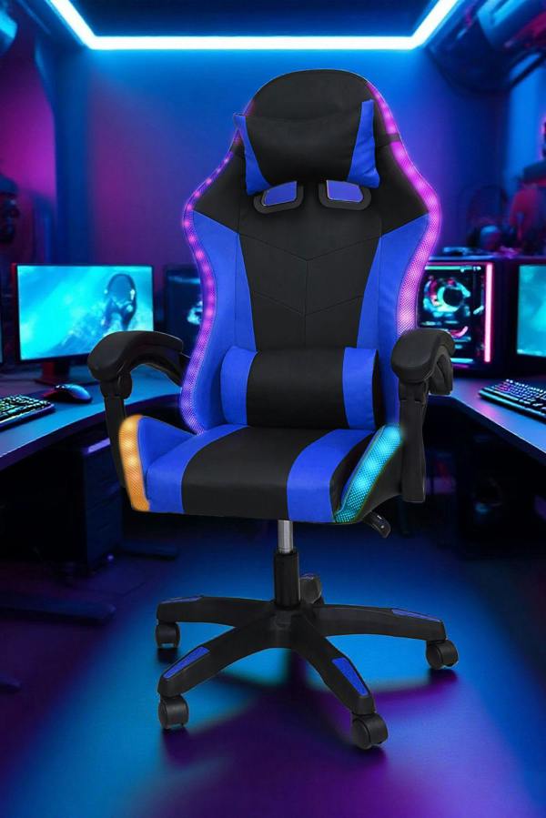 Groundlevel Gaming Office Chair with LED Lights - Blue