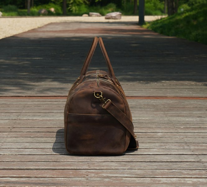 Touribag Genuine Leather Holdall - Dark Brown