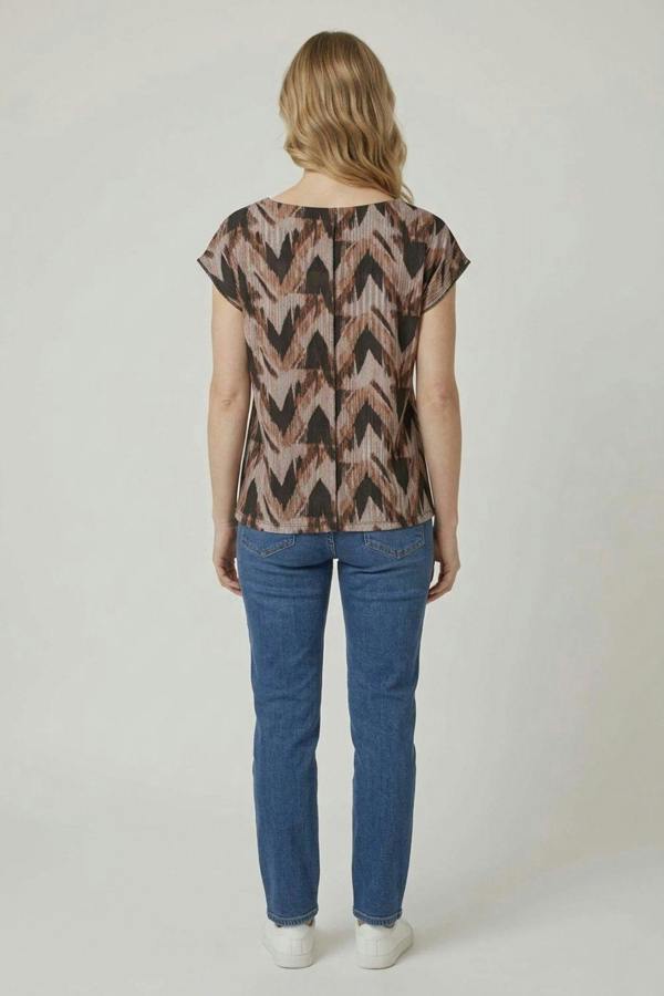 Brown | Printed Short Sleeve Relaxed Top