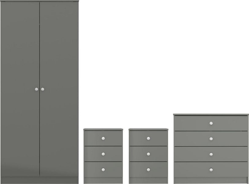 Seconique Denver 2 Door Double Wardrobe 4 Piece Bedroom Set