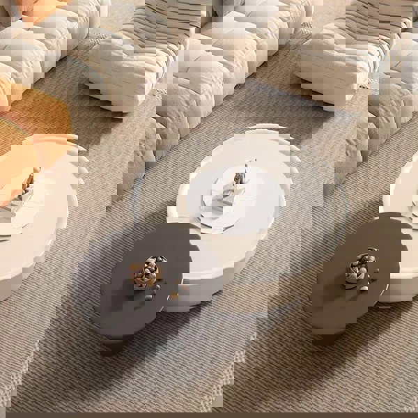 Eudora Modern Nesting Coffee Table Set With TV Stand, Cream And Grey-Weilai Concept-Weilai Concept