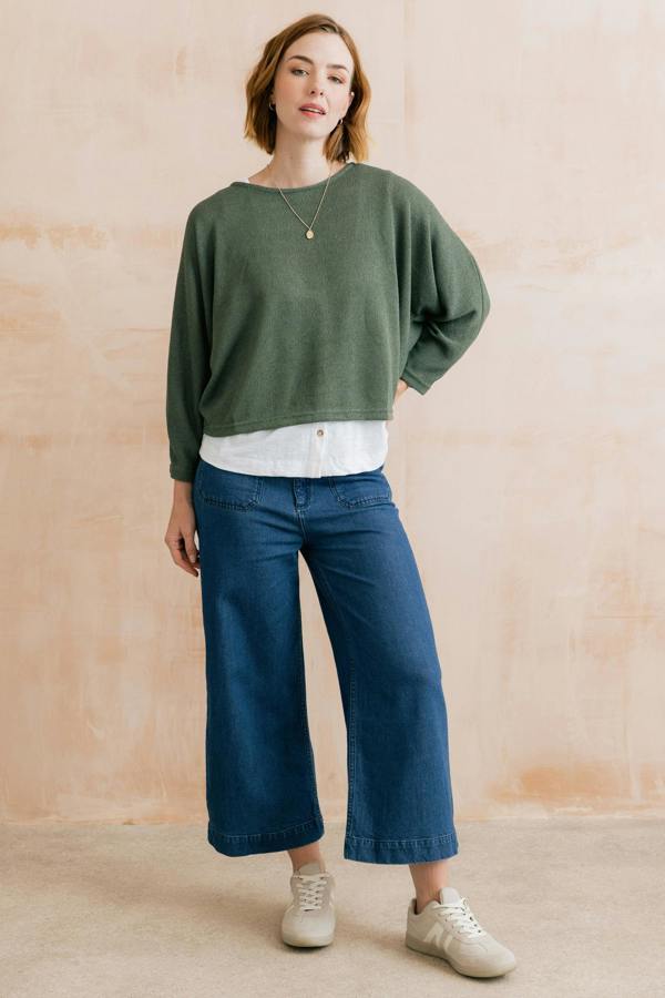 Lily & Me Penny Batwing Crossover Jumper Laurel Green