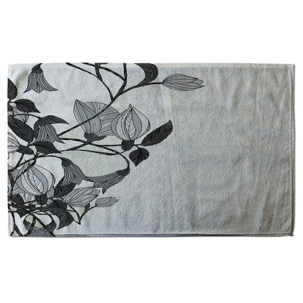 Benjamin Tate Design Black & White Flower Illustration (Bath Towel)