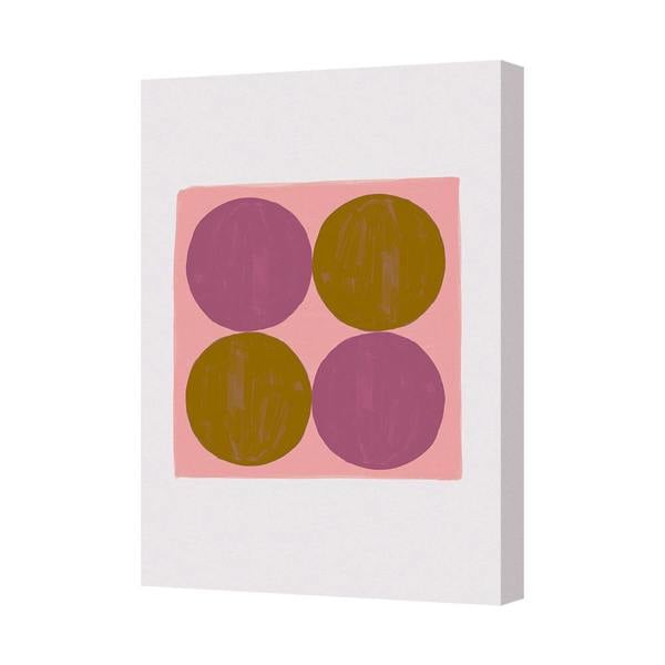 Benjamin Tate Design Abstract Circle Canvas Art Print With Four Circles Pink Purple Brown