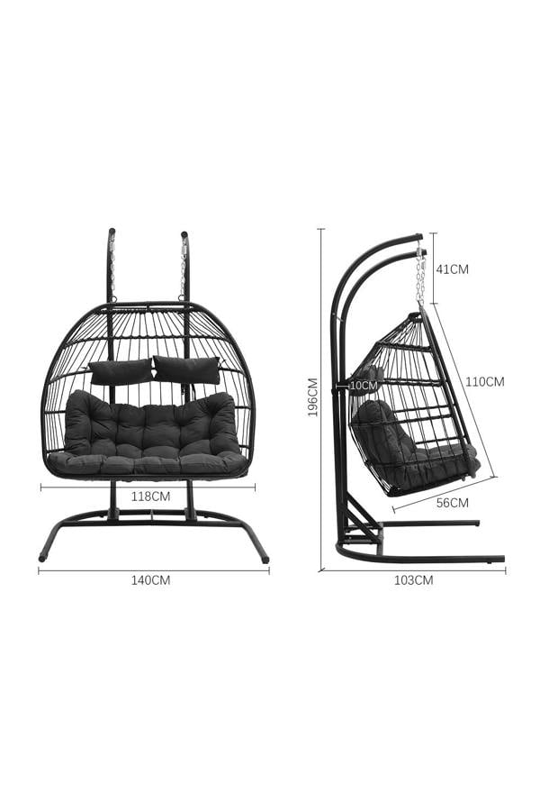 Living and Home Freestanding Outdoor Hanging 2-Seater Egg Chair