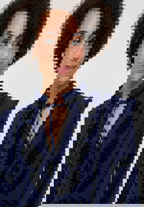 Raffya Lulu Embroidered Maxi Dress In Navy