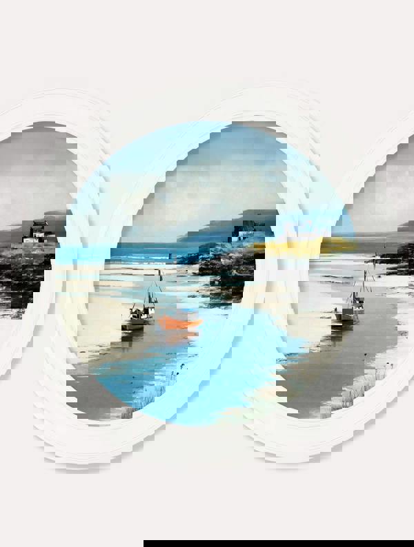 Exceptional Art The Coastal Boat - Oxford Strong White round frame