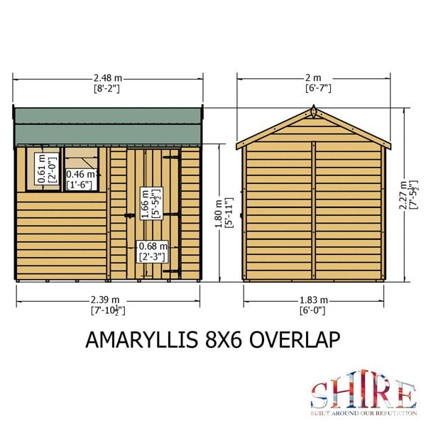 Shire Overlap 8x6 Reverse Apex Amaryllis Storage Shed - Best Shed