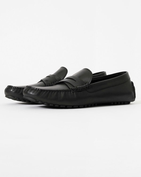 BOSS Orange Mens Leather Driving Moccasins - Black 001