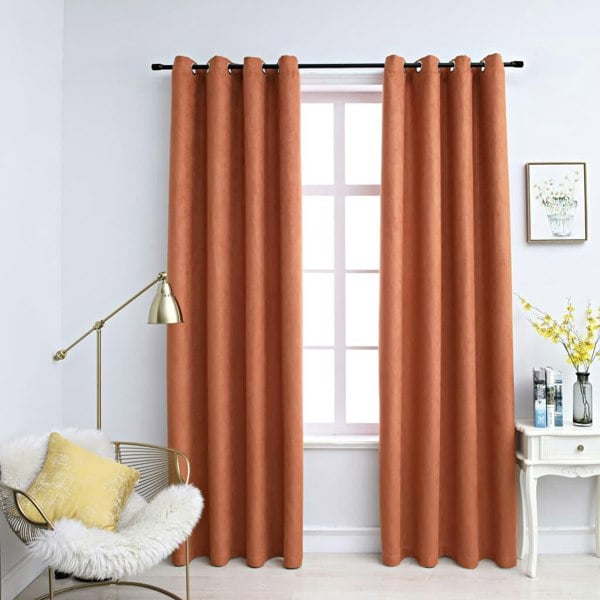 Berkfield Blackout Curtains with Metal Rings 2 pcs Rust 140x225 cm