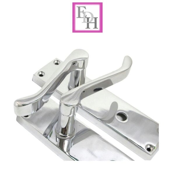 EDH Door Hardware Chrome Bathroom Victorian Style Door Handle Privacy Lock + Bathroom SASH Lock x1