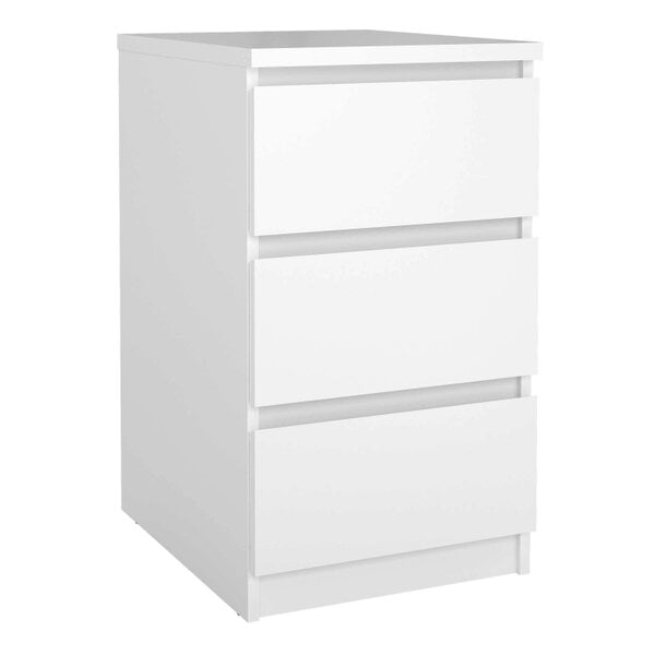 Wyld Haus Budapest White Wooden Bedside Table 3 Drawers