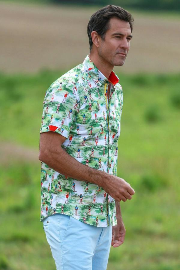 GOLF FAIRWAY PRINT SHORT SLEEVE SHIRT – Premium Men's Patterned Shirt by Claudio Lugli | Bold Design, Tailored Fit, Best Printed Shirts