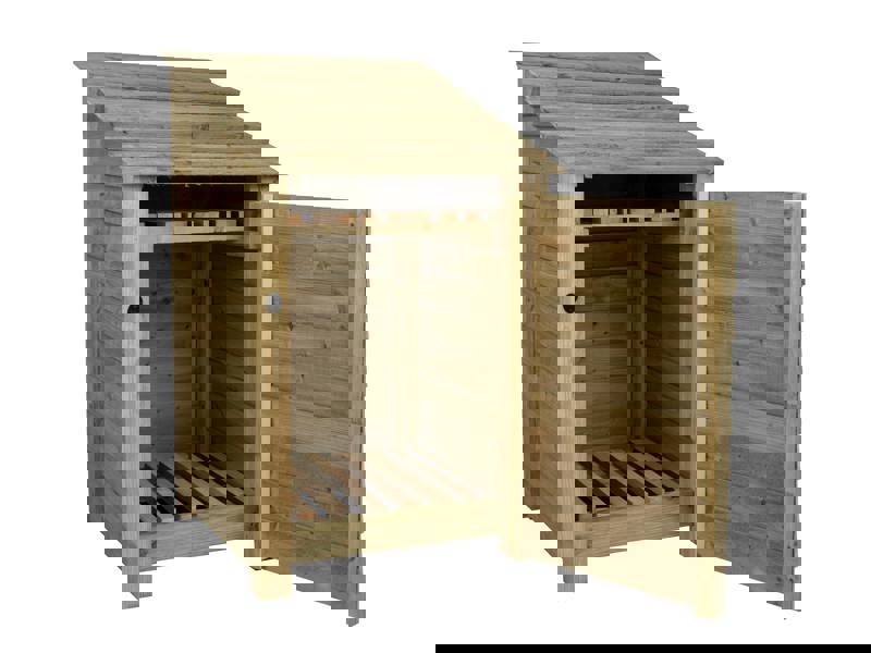 Arbor Garden Solutions Wooden Log Store with Door and Shelf W-79cm, H-126cm or 180cm, D-88cm