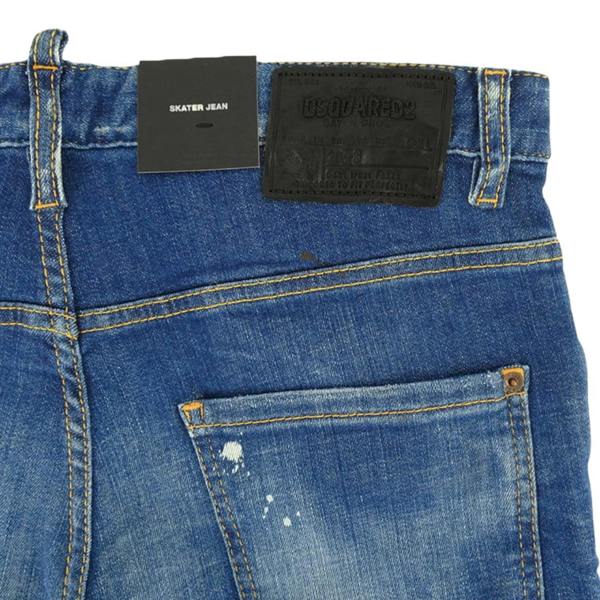 DSQUARED2 Skater Jean Destroyed Reinforced Paint Splash Effect Blue Jeans W30