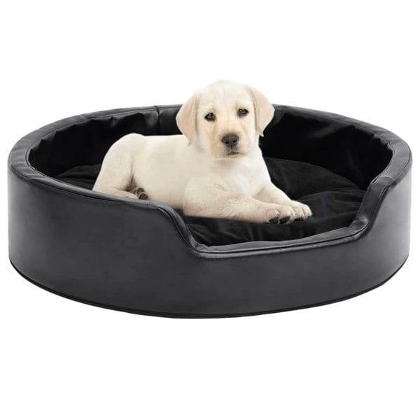 Berkfield Dog Bed Black 69x59x19 cm Plush and Faux Leather