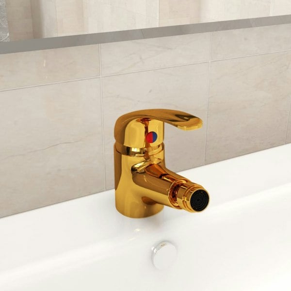 Berkfield Bathroom Bidet Mixer Tap Gold 13x12 cm