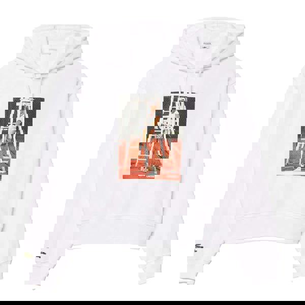 Lacoste Womens/Ladies Print Oversized Hoodie - White