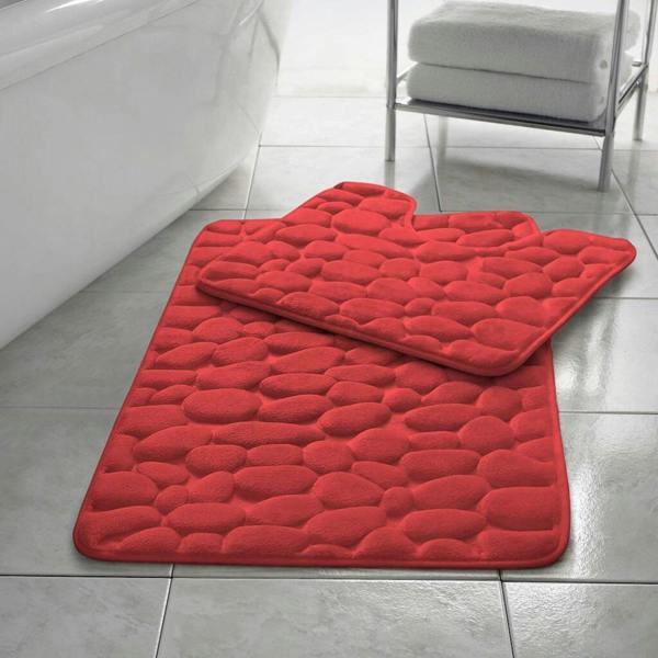 HomeSpace Direct Memory Foam Pebbles Bath Mat Set 2 Piece