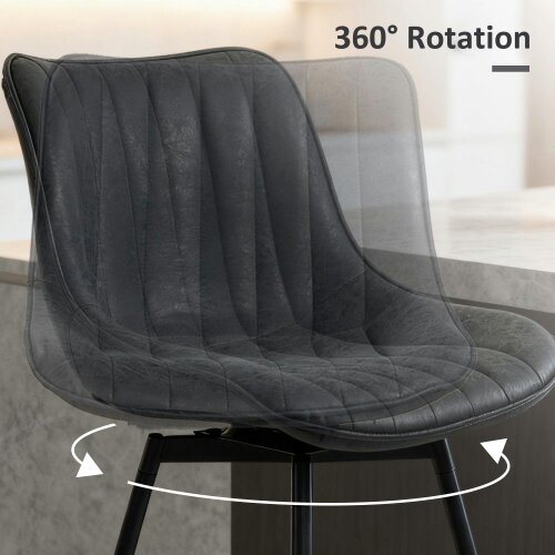 Wyld Haus Lono Set Of 2 Black Faux Leather Swivel Counter Stools