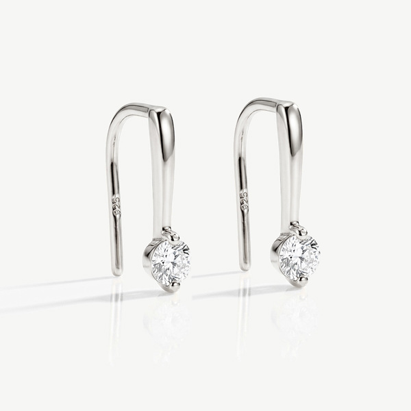 MUCHV Open Threader Hoop Earrings With Tiny CZ Stone