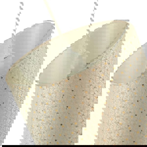 Light Taupe Jacquard Fabric 10 Inch Lamp Shade with Shiny Gold Decor Image 4