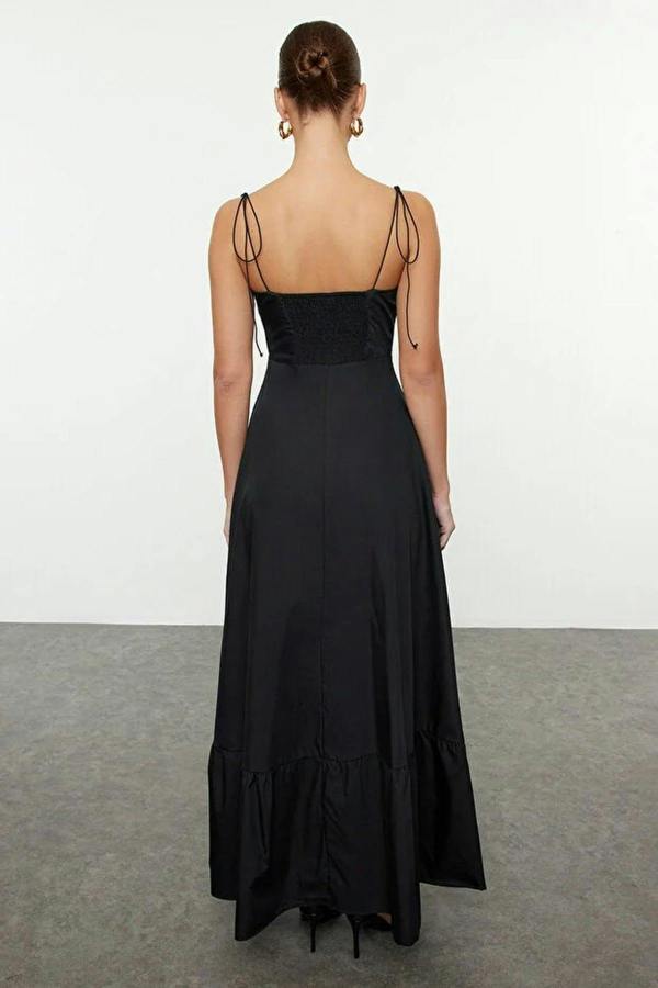 WOVCOR Draped Detailed Woven Maxi Skater Dress