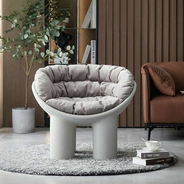 Roly Poly Fiberglass Armchair With Cushion, Grey-Weilai Concept-Weilai Concept