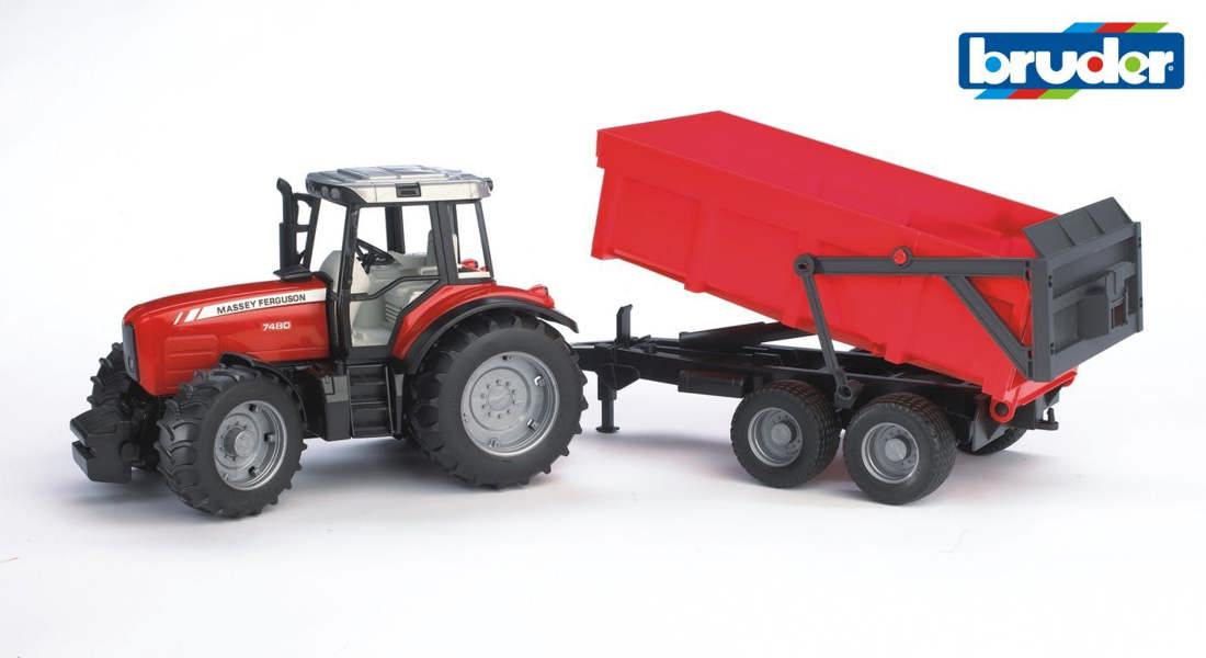 Bruder Massey Ferguson 7480 with tipping trailer Detailed Vehicle & Playset Model