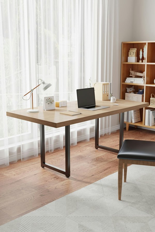 Living and Home Black Square Metal Desk Frame Base with Adjustable Plastic Table Foot Protectors - 110cm W x 50cm D x 71cm H