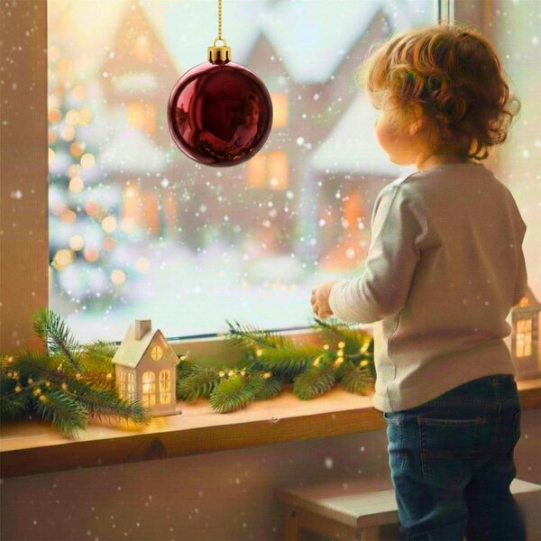 Shatchi 20cm Dark Red Glossy Christmas Bauble for Festive Trees, Mantels and Seasonal Home Décor