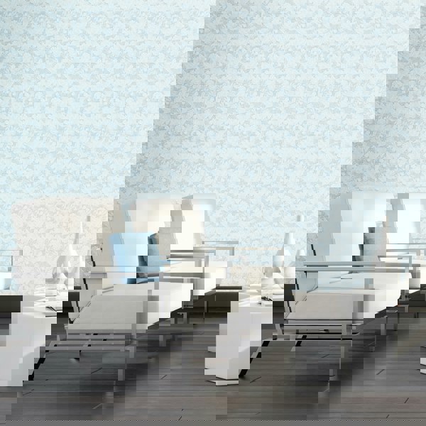 Hoopla Walls Paisley - Pale Blue 10m Wallpaper