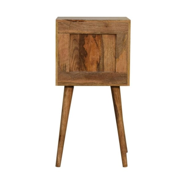Artisan Furniture Solid Wood Mini Cube Carved 2 Drawer Bedside
