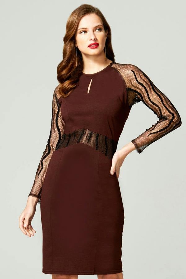 HotSquash Lace Sleeve Keyhole Detail Dress