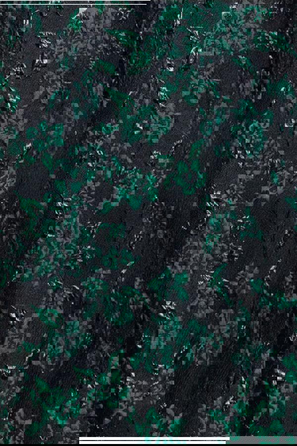 Lace Up Jacquard Mini Dress With Organza Wings - Emerald Black DR4781