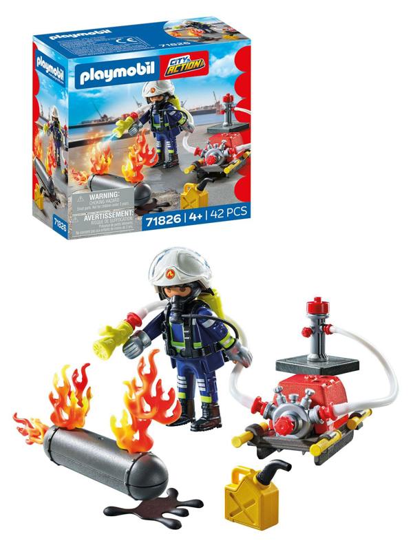 Playmobil Firefighter with Water Pump - 71826 Playset