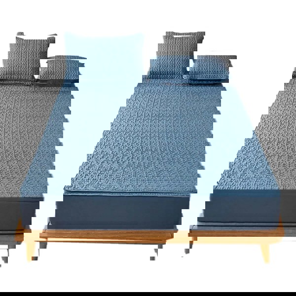 Anyhouz Anycozy Mattress Cover Blue King Size Pure Cotton Soft Quilted Bed Sheet Anti-bacterial Protector Cover