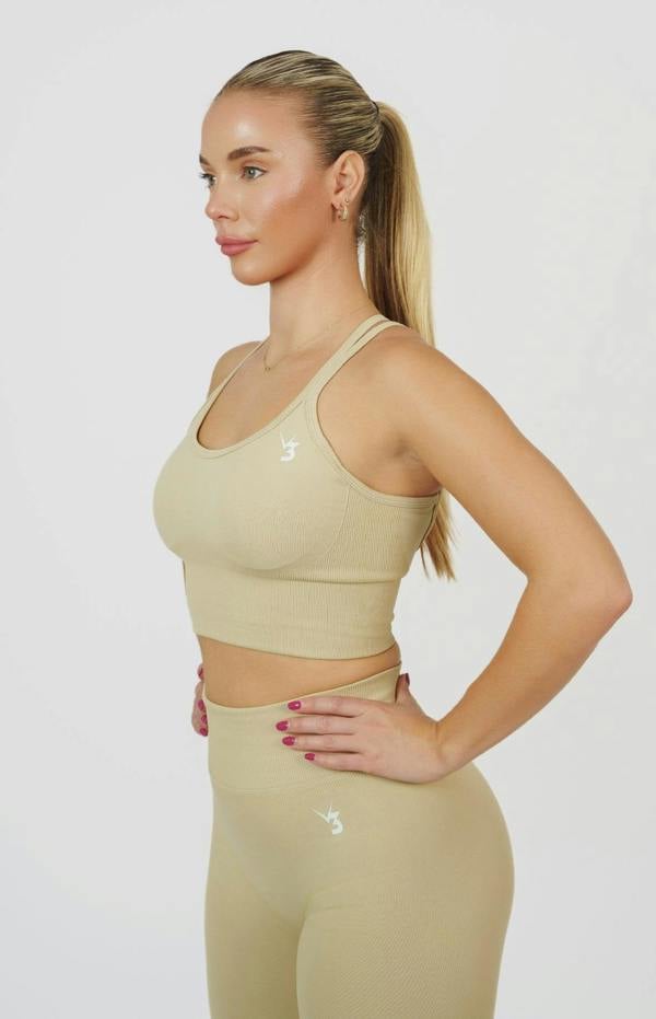 V3 Apparel Form Seamless Scrunch Shorts & Sports Bra Set - Light Camel