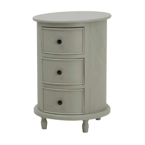 Wyld Haus Thuy Grey Wood Round 3 Drawer Console Table
