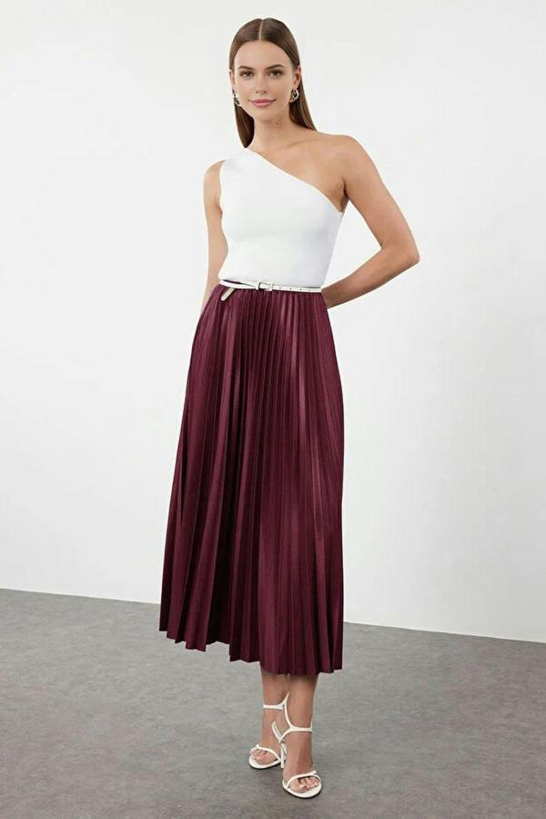 WOVCOR Pleated Maxi Stretch Knit Skirt