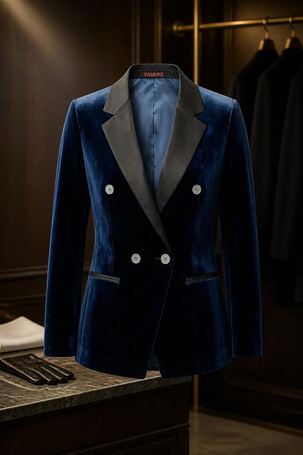 Pamoni Navy Double Breasted Dinner Jacket