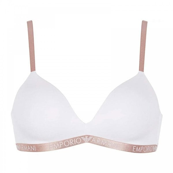 Emporio Armani Basic Cotton Padded Triangle Bra, White