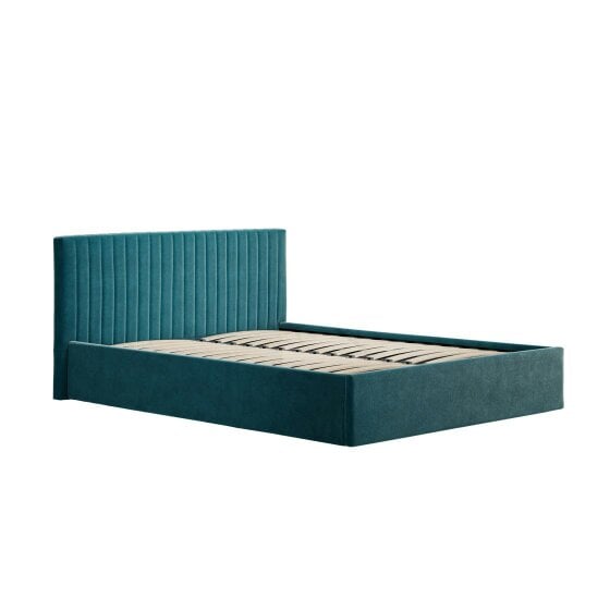 Wyld Haus Dublin Teal Blue 4ft6 Double Ottoman Bed with Ribbed Headboard