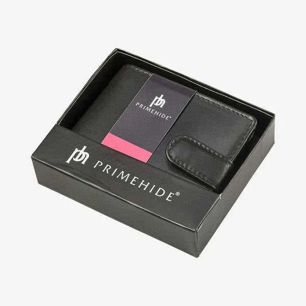 Premium black flap over leather wallet with multiple card slots 