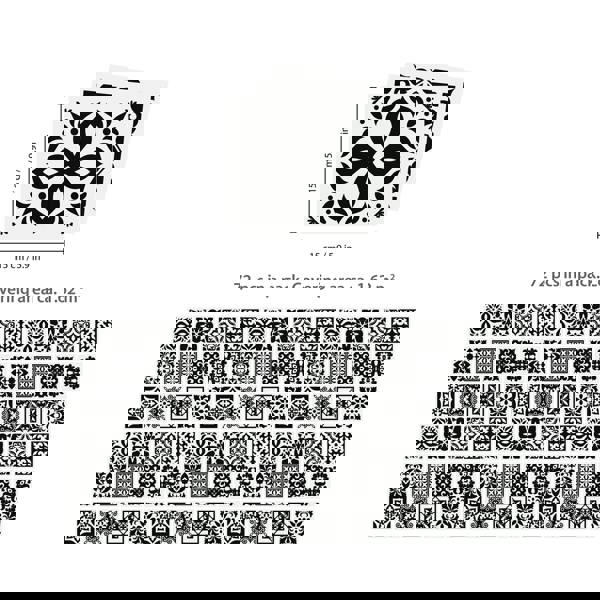 WT1566 - Calli Black and White Mediterranean Wall Tile Sticker Set - 15 cm x 15 cm - 24 pcs