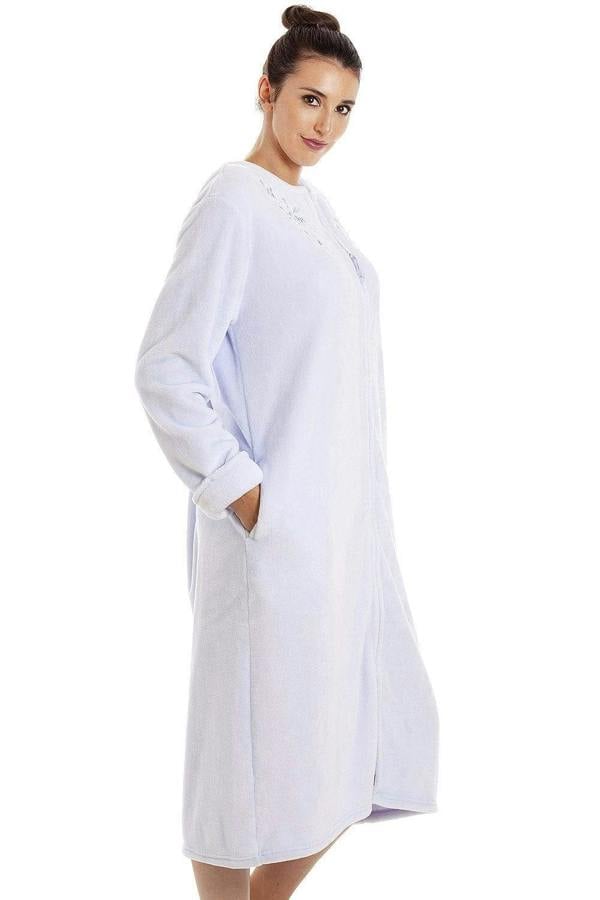 Womens Luxury Soft Fleece Blue Housecoat