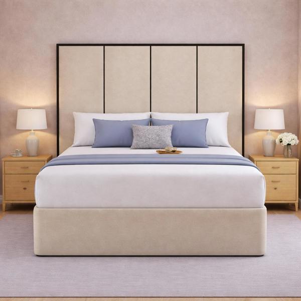 Great British Beds Emma headboard with Contrast Border Divan Bed